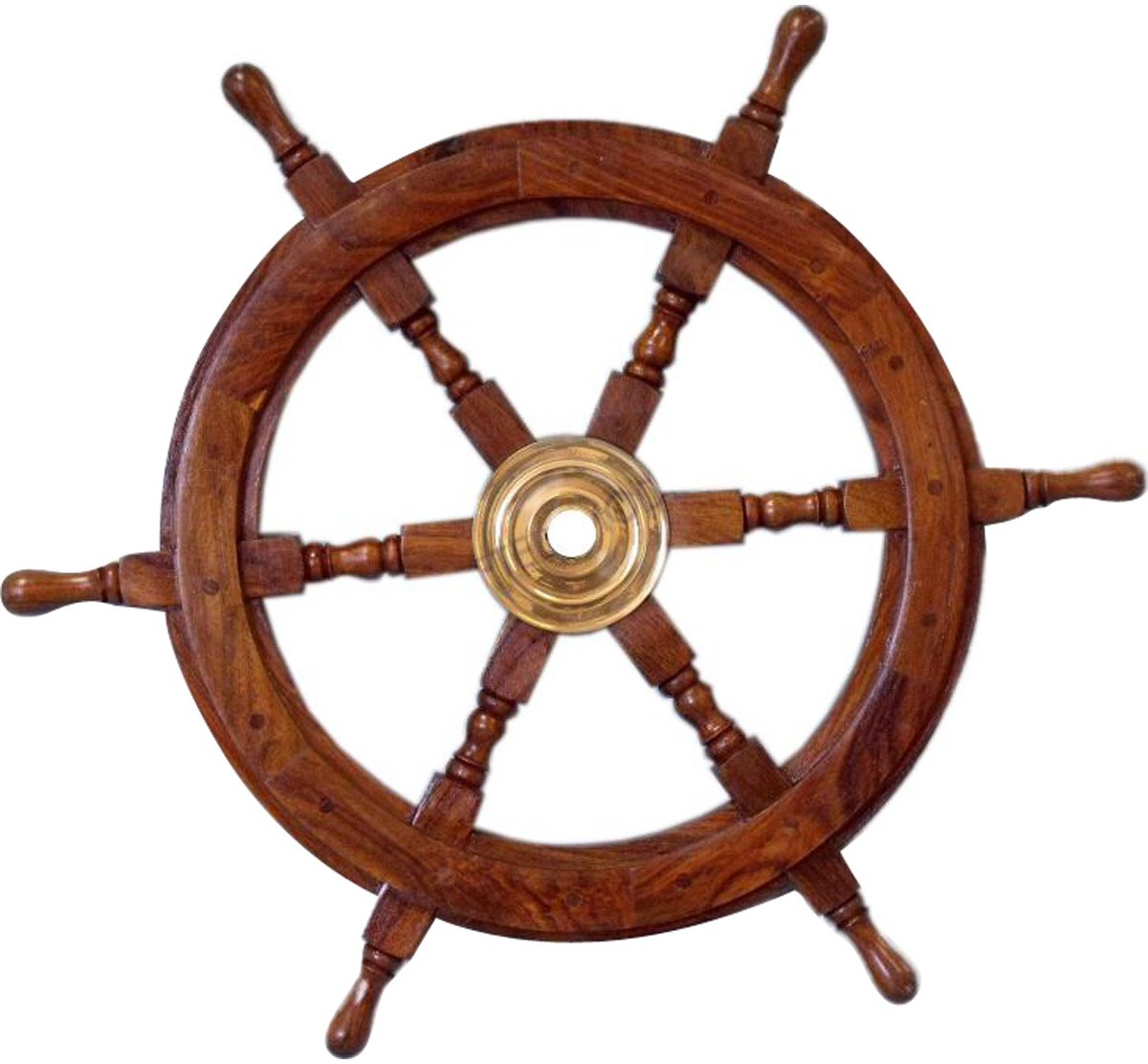 wnd 24 Inch Wood Brass Ship Wheel