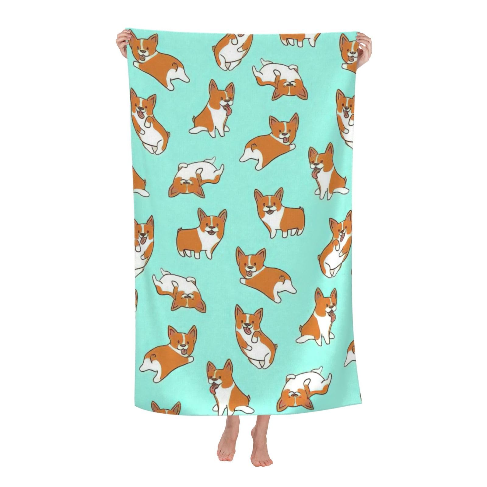 NImongt Corgi Cute Dog Print Oversized Adult Beach Towel For Travel Weekend Getaways Festivals Camping Trips