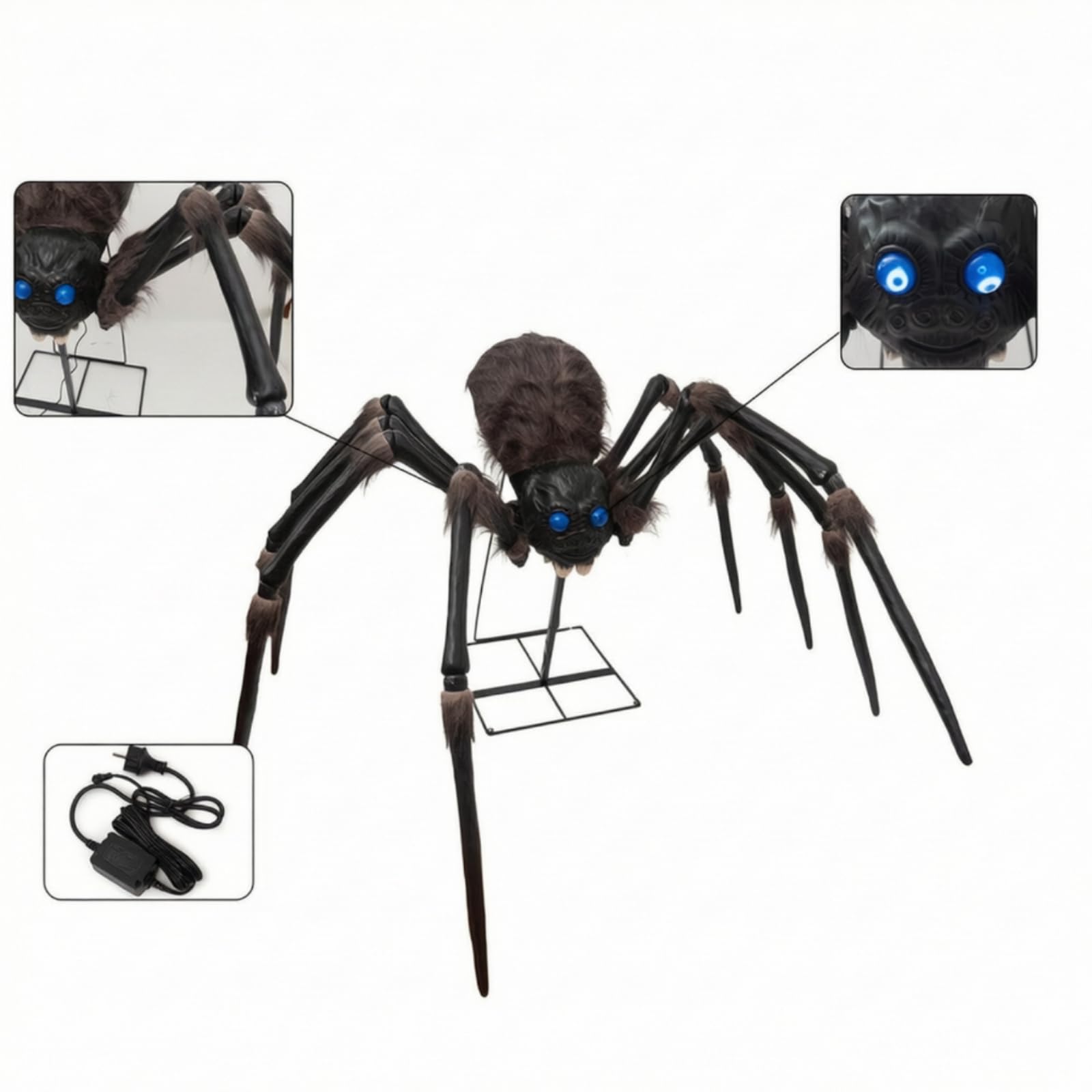 Baoblaze Araignée Animée Géante avec Alimentation Fiable et Construction Robuste pour Effet Surprenant Convient pour Porche Pelouse Décoration Extérieure