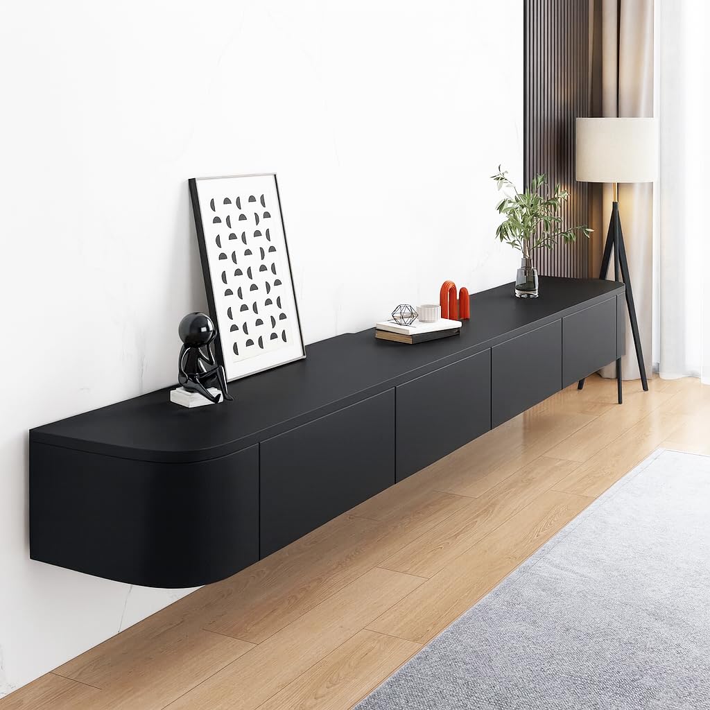 TULAZOU Floating TV Stand, 47-118 in Wall Mounted TV Cabinet,TV Stand with Door, Modern TV Media Console Center Large Storage TV Shelf for Living Room