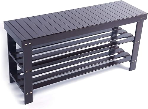 Estante resistente para zapatos, organizador de zapatos de bambú de 3 niveles, soporta hasta 550 libras, ideal para entrada, baño, pasillo de estar