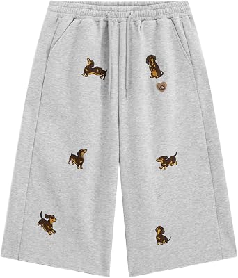 Aelfric Eden Dachshund Baggy Sweat Shorts Women Men Elastic Drawstring Bermuda Shorts Unisex Y2K Casual Athletic Shorts