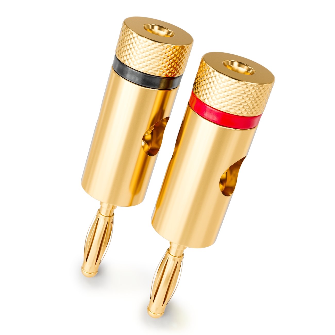 DeleyCON 24 Connettori A Banana Placcati Oro, Avvitabili, Per Cavi Da 0,75 A 4,5 Mm, Per Impianti HiFi E Home Theater, Alloggiamento In Alluminio Grigio