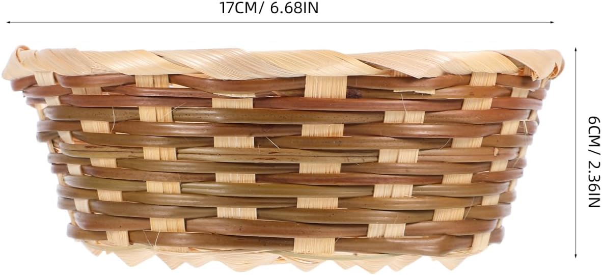 Holibanna 5 Pack Bamboo Woven Baskets 6.69 in Handwoven Bread Basket Set for Fruit Snacks Desktop Storage Kitchen Dining Table Serving and Home Organization image 2