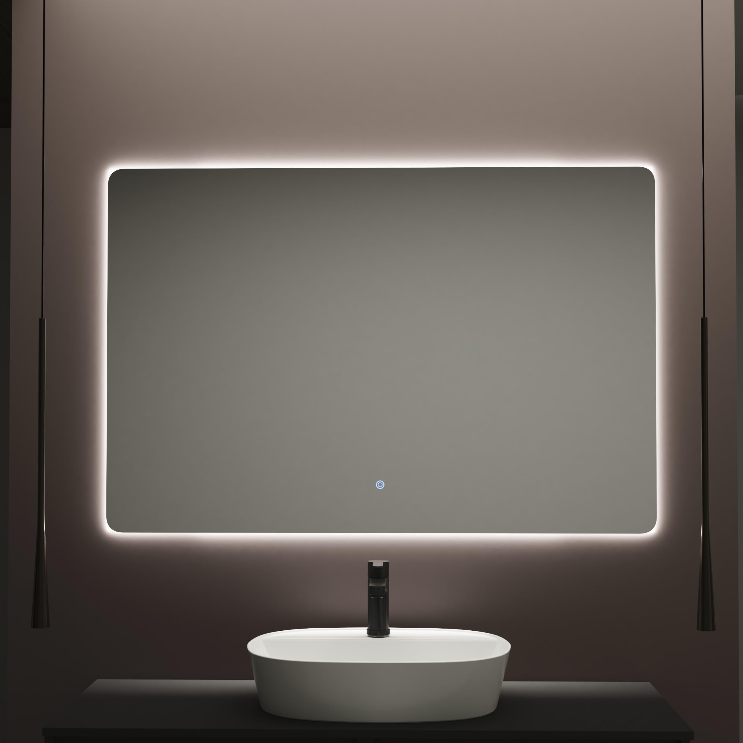 Baikal Espejo de Baño Rectangular | 120x80cm | Retroiluminado | Táctil con Antivaho | Tonalidades 3500K/4000K/6000K | Espejo con luz | Espejo con LED.