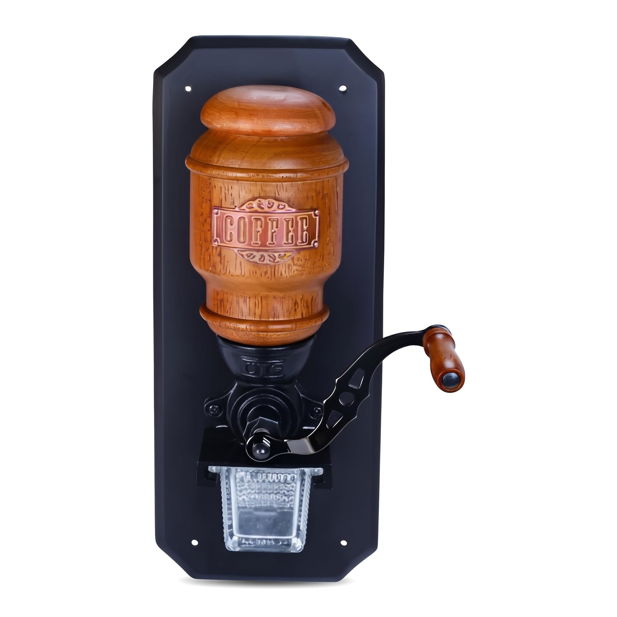 DOJBK Wall Mounted Manual Coffee Grinder, Vintage Hand Crank Burr Mill, With 20g Bean Bin Capacity, Glass Powder Cup, For Home & Commercial Use