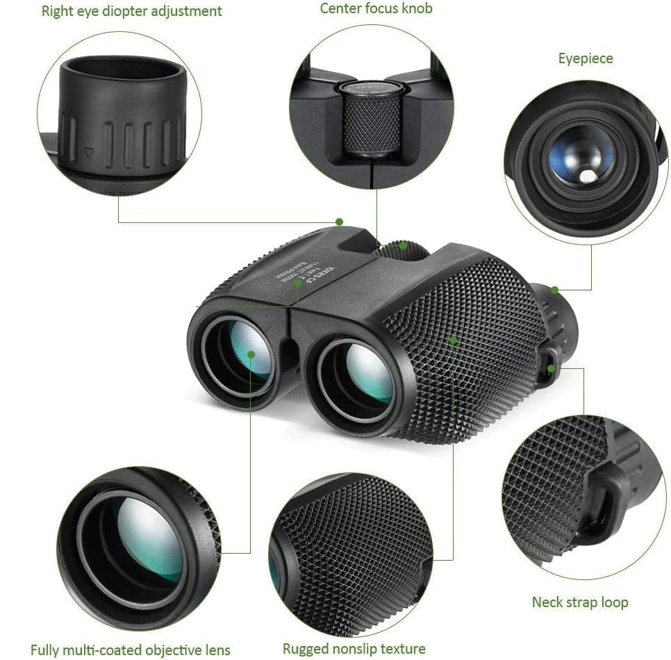 Image of Professional Binoculars, 10x25 Compact, Black, Wide Angle Vision with Low Light Night Optics for Bird Watching, Travel, Hiking, Sports (RD-189 A2)