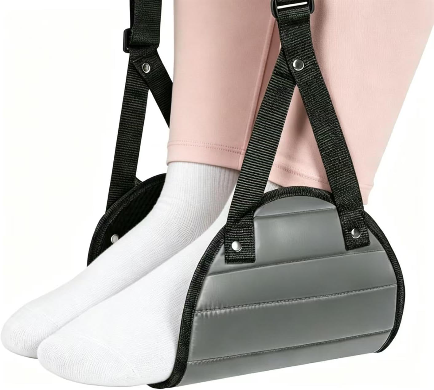 Foot Hammock for Air Travel, Portable Office Desk Foot Hammock—Relax Your Feet, a Travel Essential (Gray)