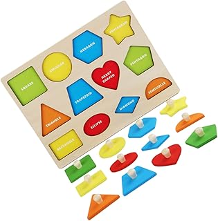 Hohopeti 1 Conjunto De Placa De Madeira Brinquedo De Bebê Brinquedos De Natal Brinquedos Para Bebês Placa De Quebra-Cabeça Geométrica Quebra-Cabeça De Madeira Classificador De Forma