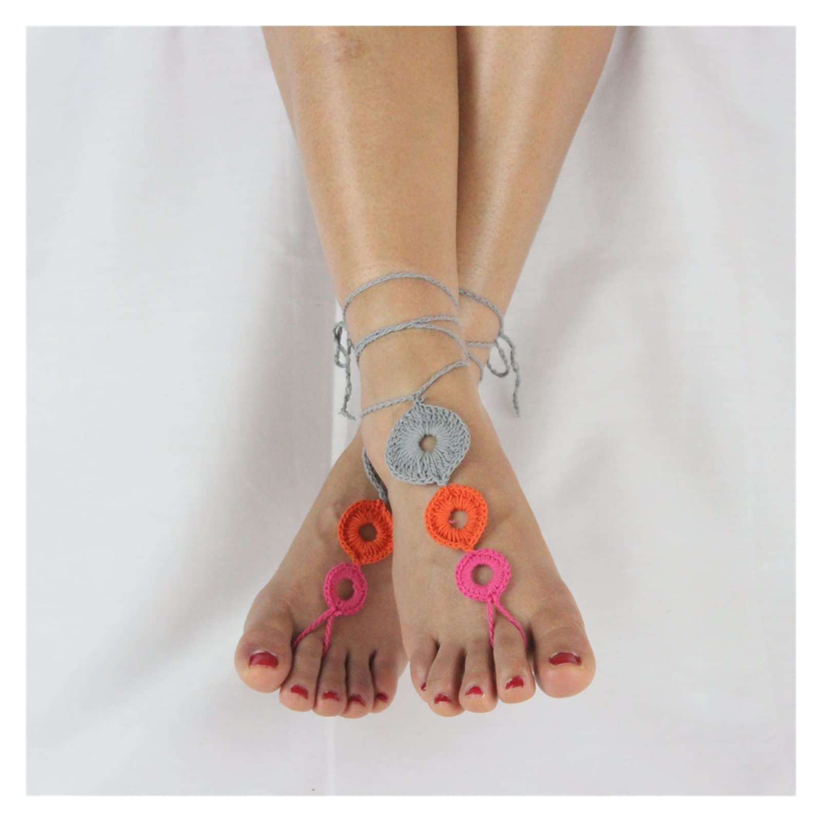 Fußkettchen/Fußkettchen Einheitsgröße Häkel-Fußkettchen-Tanzen-Yoga-Häkelschmuck-Baumwoll-Handblumen-Fußkettchen-Fußkettchen