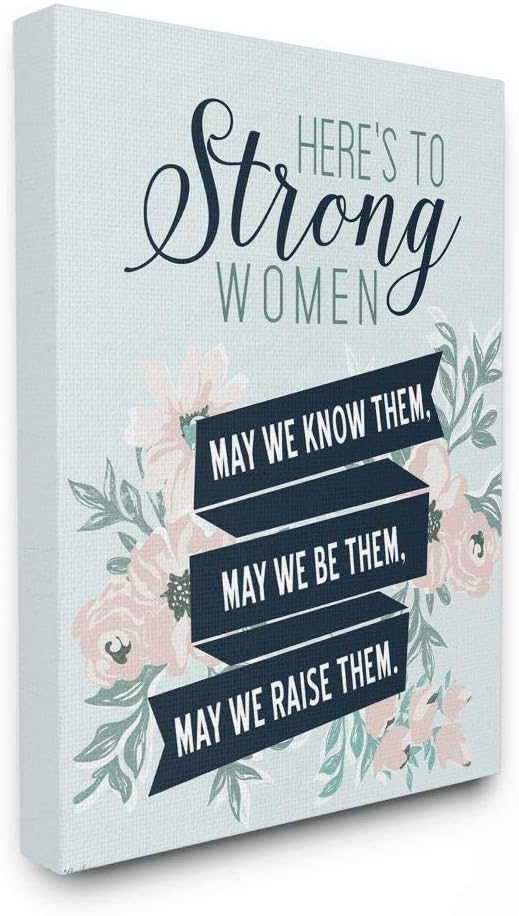 Stupell Industries Strong Women Inspirational Flower Word, Design by Gigi Louise Wall Art, 16 x 20, Black Framed