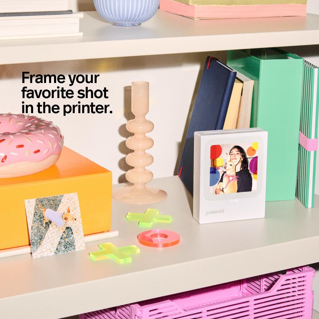 Polaroid – Zestaw Hi-Print 3x3 (7,6 cm x 7,6 cm) kieszonkowa drukarka fotograficzna Bluetooth, biała + 60 arkuszy