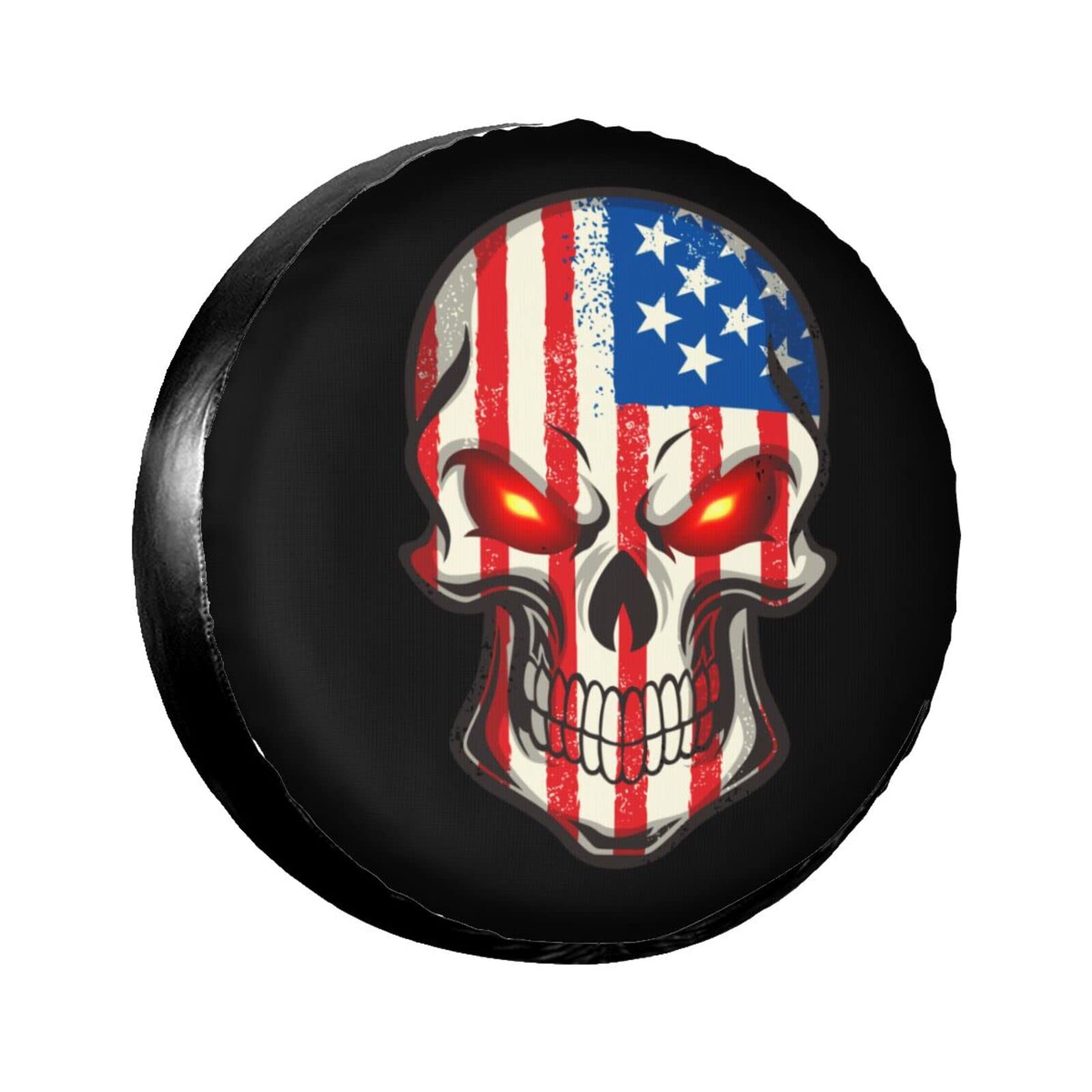American Flag Skull Patriotic Spare Tire Cover,Universal Wheel Cover for Trailer, RV, SUV, Truck,Camper and Many Vehicle,Weatherproof Protectors（16 inch for Diameter 29/''-31/''） (TC1)