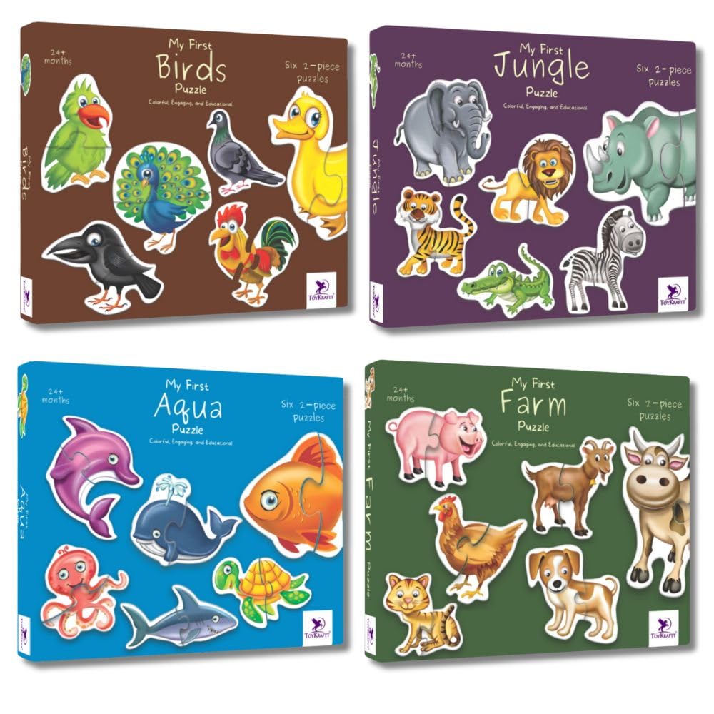 Toykraftt My First Puzzles For Kids Age 3+, 4-In-1 Bundle Jigsaw Puzzles For Kids - In Water, Birds, Jungle Animals & Farm Animals - Safe And Durable Cardboard - Chunky Puzzles (B09NVWMGNV) Amazon Price History, Amazon Price Tracker