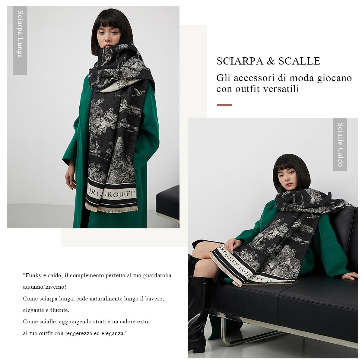 LumiSyne Calda Invernale Sciarpa Scialle In Cashmere Per Donna Motivo Di Pittura Di Paesaggio Stile Artistico Elegante Reversibile Sciarpa Con Nappa Grande Lungo Pashmina Leggera Morbida Wrap Stole