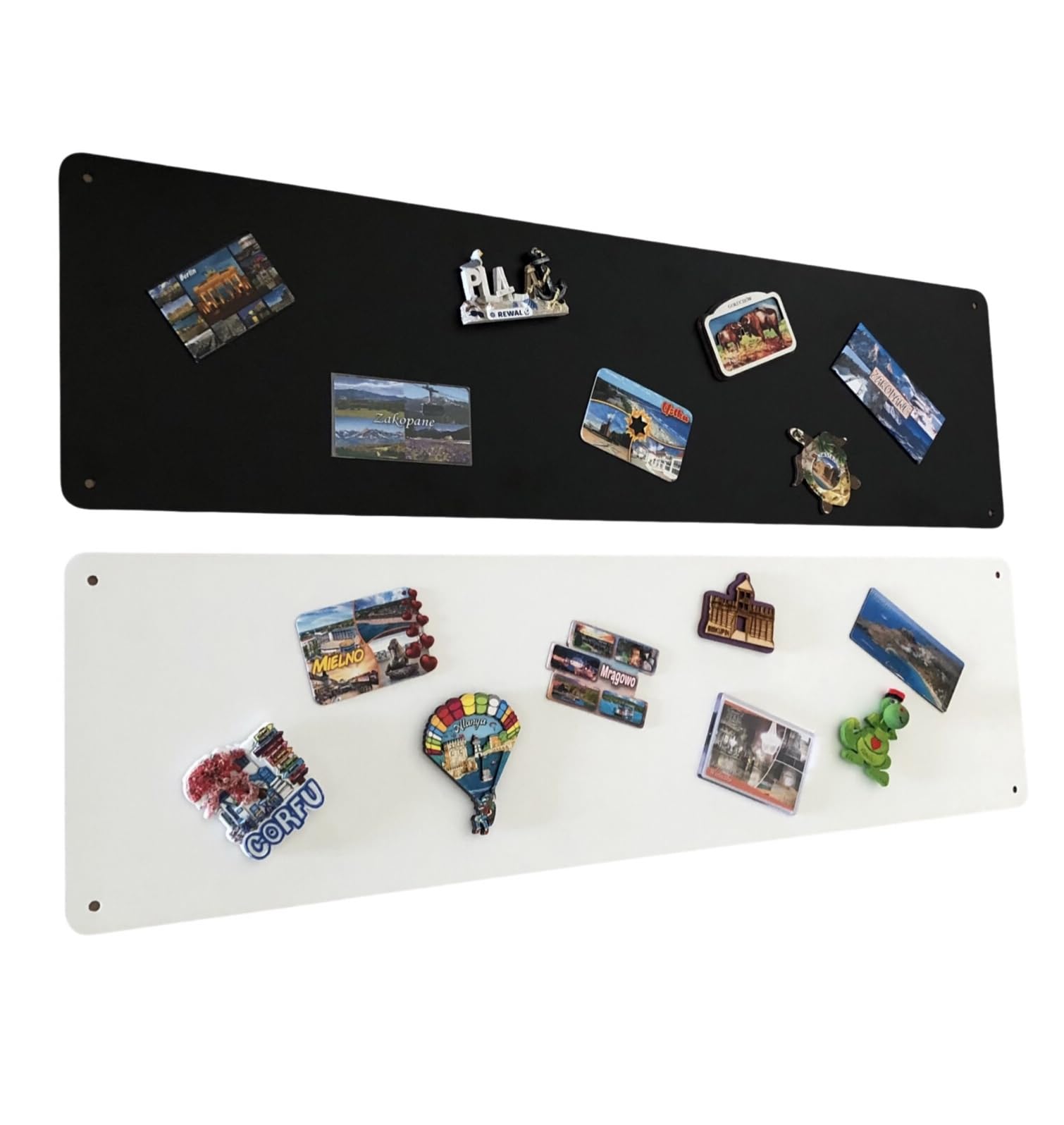 2 x Lavagna Magnetica da Parete in Acciaio Bianca+Nera 80x22 cm, White Memo-Board, Pannello Magnetico per Calamite, Lavagna da Cucina, Ufficio, Camera dei Bambini