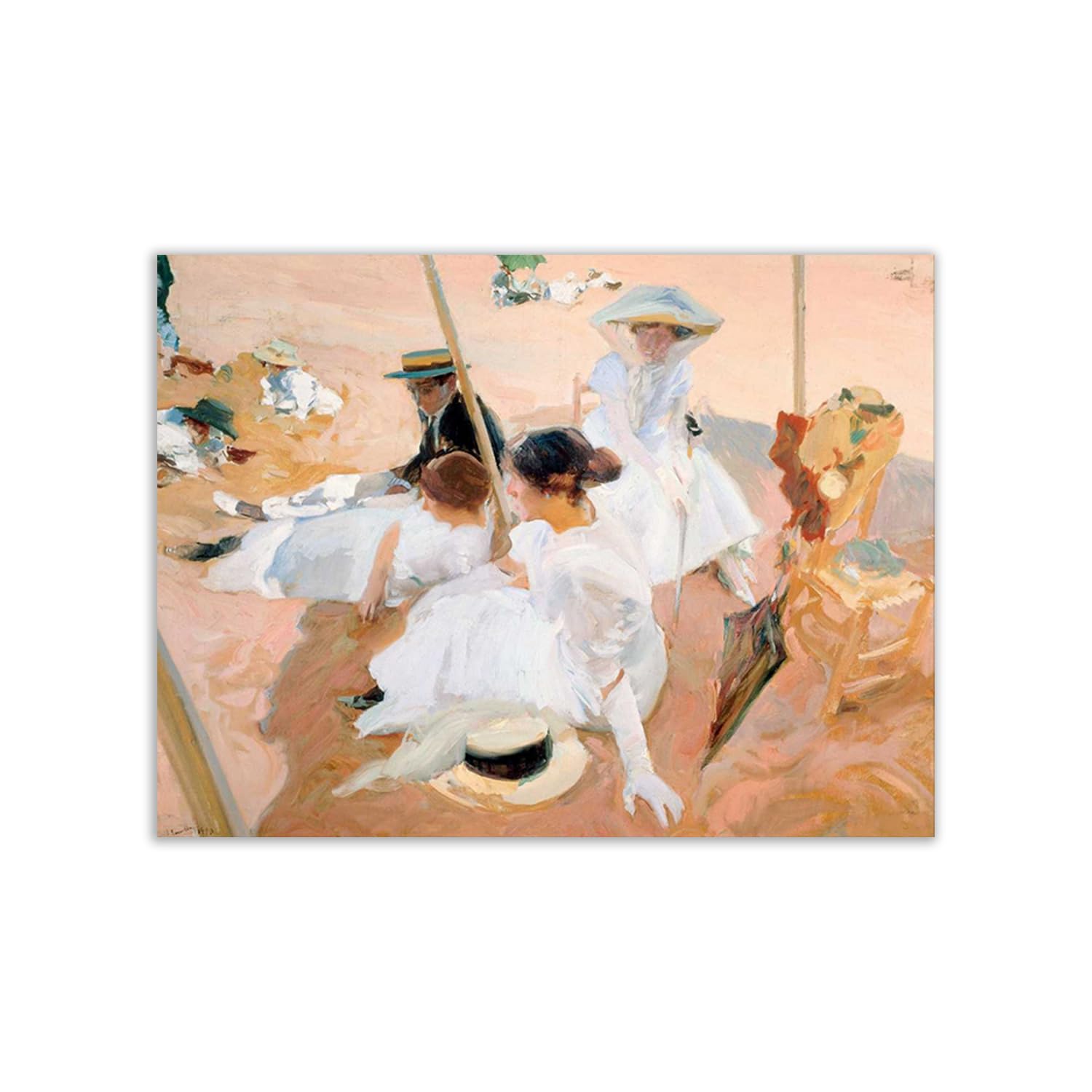 Poster Joaquín Sorolla Under The Awning pour illuminer un grand mur sombre 100x75 cm
