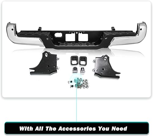 Vista 65 de Reemplazo del conjunto de parachoques trasero para Toyota Tacoma 1995 1996 1997 1998 1999 2000 2001 2002 2003 2004, parachoques de acero cromado