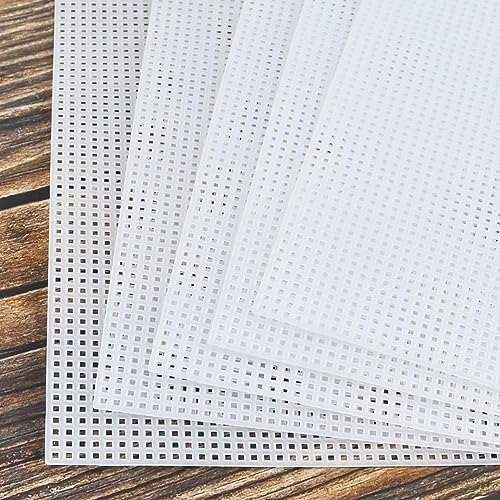 Image of SATYAM KRAFT 6 Pcs Cross Stitch Canvas Sheet for Wedding Craft, Sewing/Embroidery Projects and DIY/Fish breeding Net Orchid Cone Planter net/Mat for Fridge/Dining Table (30 x 25 cm) (White)