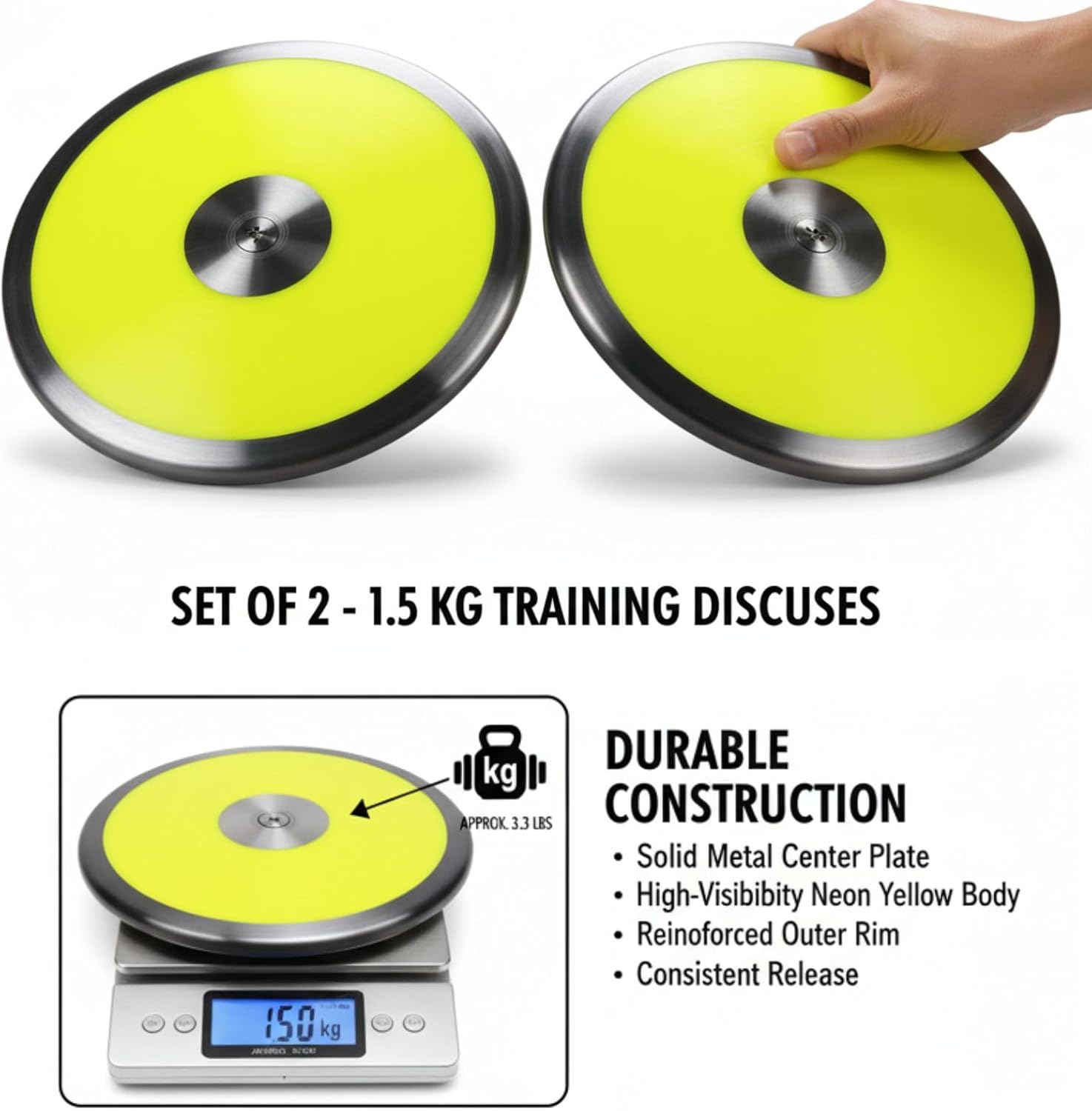 2 Pcs 1.5 Kg Sports Training Discus,Man Women Discus Track and Field Discuses Track and Field Equipment for Outdoor Practice Throwing