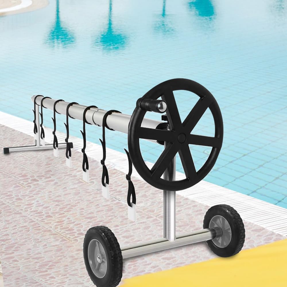 Sistema de Enrollado para Piscina, 8 Set Enrollador de Piscina para Pantalla Solar, Correas de Sujeción para Liner de Piscina, para Lonas/Cubiertas de Piscina