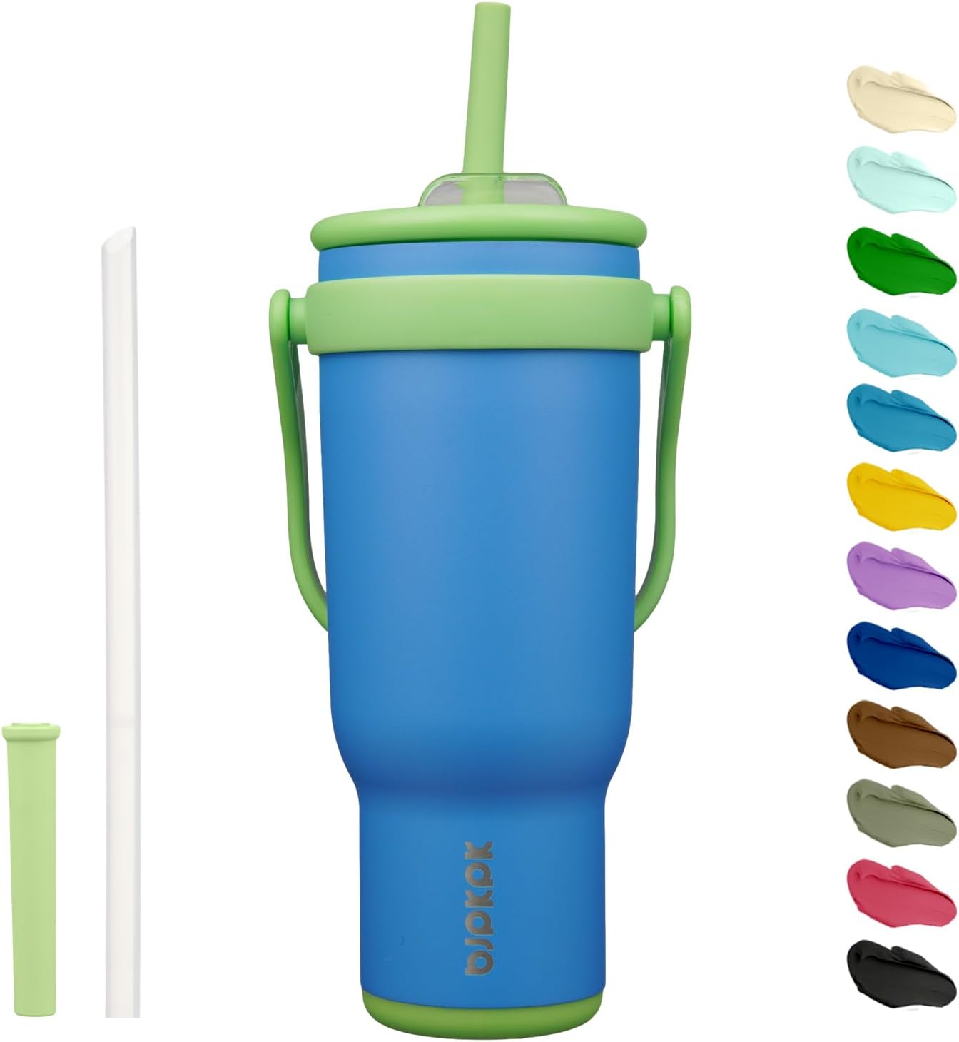 BJPKPK 40 OZ Insulated Travel Tumbler with Handle and Straw, Stainless Steel Water Bottle, Double Wall Vacuum Insulated Mug, for Work, Car, Travel, Sky Blue