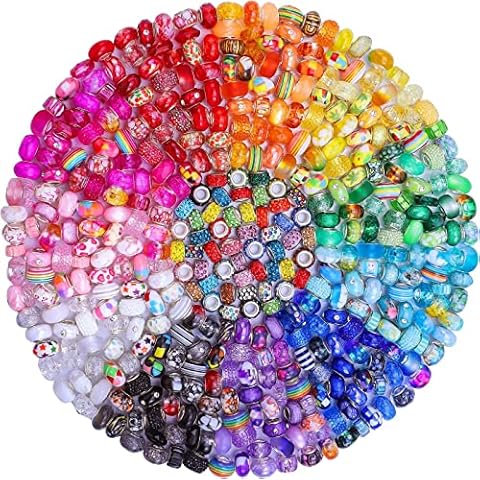 Aipridy Assortment European Large Hole Beads Spacer Beads Rhinestone Craft Beads for DIY Charms Bracelet Jewelry Making (Rainbow) Cover