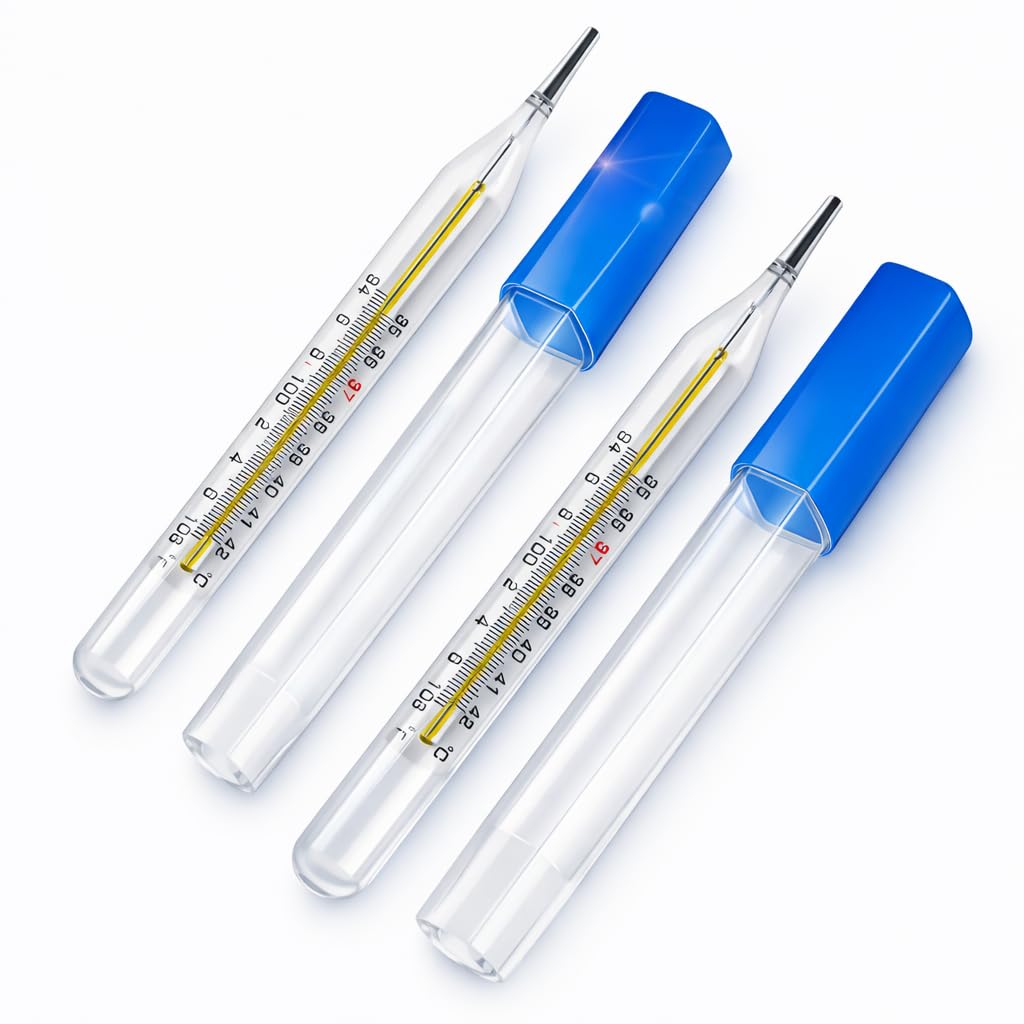 Clinical Glass Thermometer for Fever Measurement | Accurate Body Temperature Monitor with Protective Case | Mercury Free Analog Medical Thermometer for Home Pack of 2-image-20