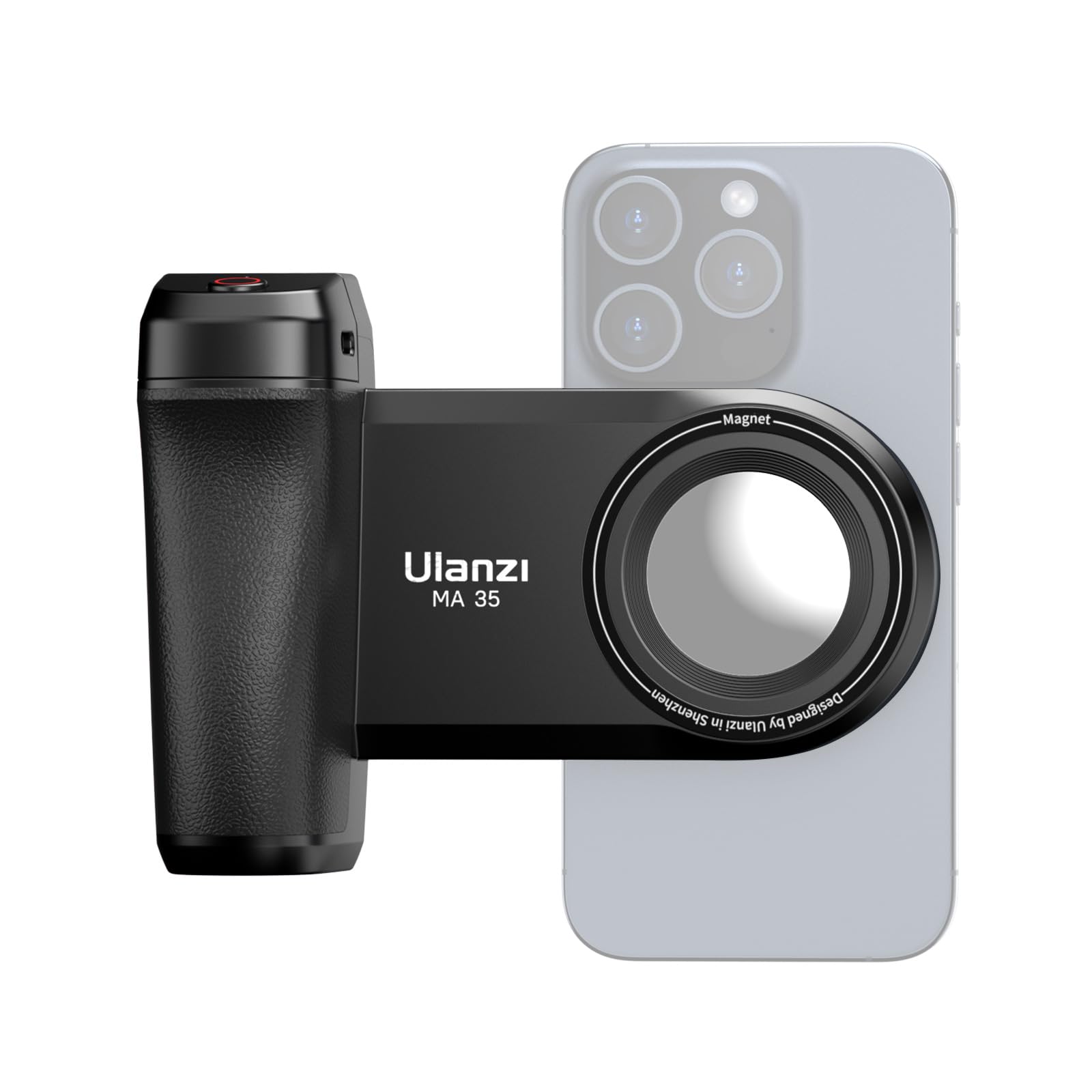 “ULANZI Ulanzi MA35 Empuñadura magnética para teléfono Inteligente — Empuñadura para cámara — para teléfonos Inteligentes de 5 a 9,5 cm de Ancho — con Control Remoto Bluetooth y Espejo — Negro