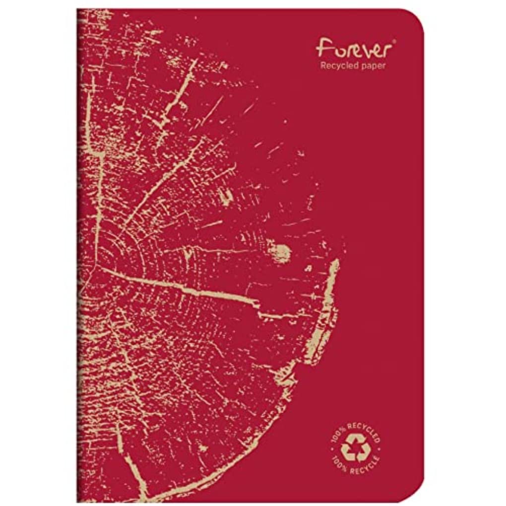 Clairefontaine 684863C A Notebook Collection Forever Stapled 100% Recycled Brick Red - A5 14,8x21cm - 96 Lined Pages - White Paper 90g - Recycled Card Cover