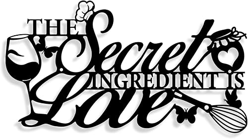 Letrero de metal con texto en inglés "The Secret Ingredient is Love", decoración de pared de granja, comedor, cocina, regalo de inauguración de la