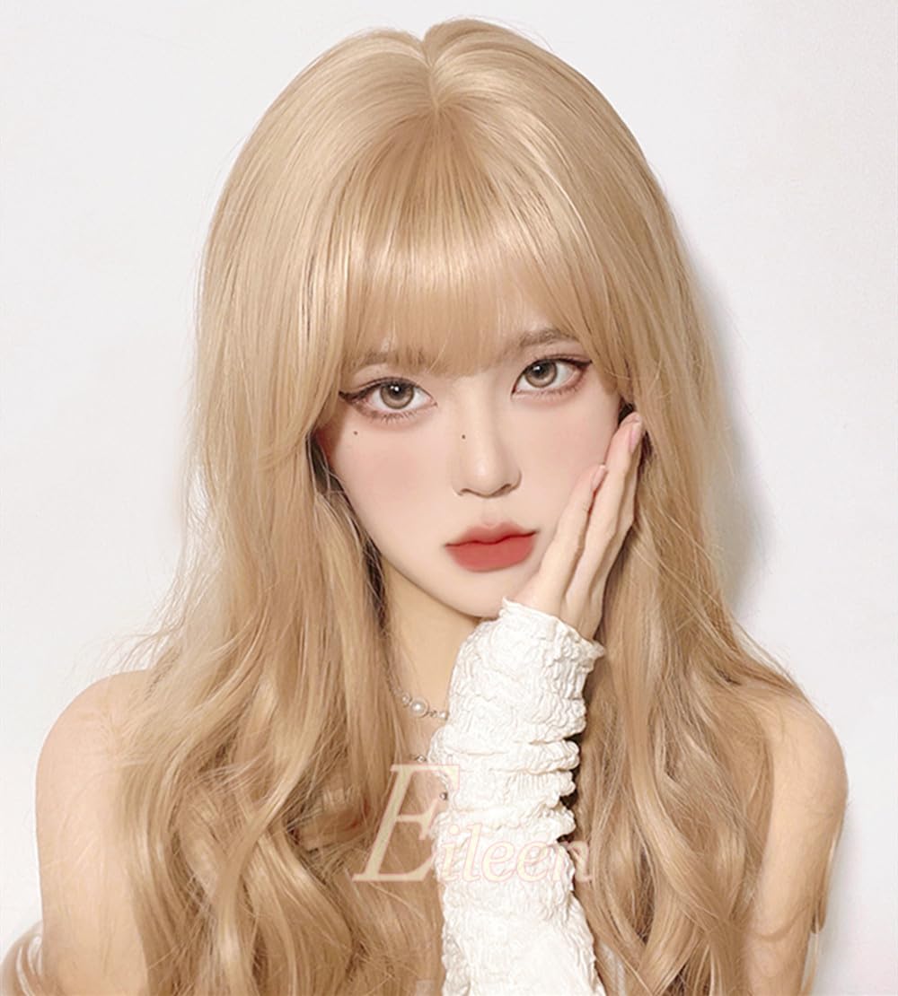 Amazon.co.jp: Eileen ロング カール ゴールド ウィッグ パーマ フル