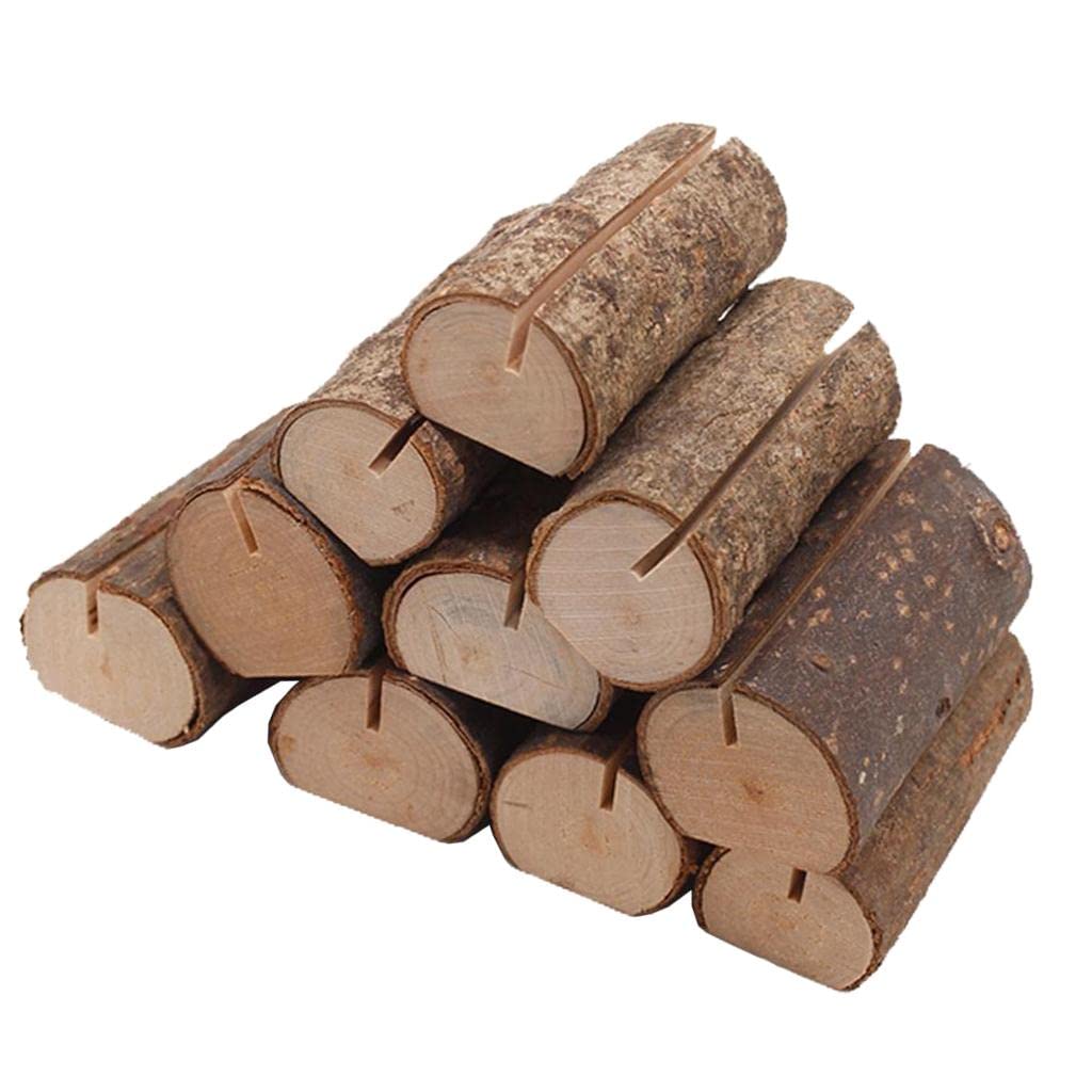 Portatarjetas de madera Chatonshen para mesa pack de 10 soportes para fotos y nombres