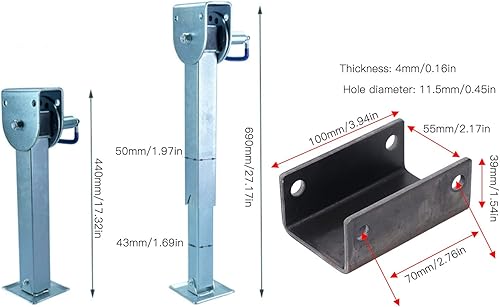 Miniatura 7 de Remolque, pata de caída de remolque, universal, resistente, galvanizado, de alta resistencia, fácil montaje para autocaravana, caravana, accesorios