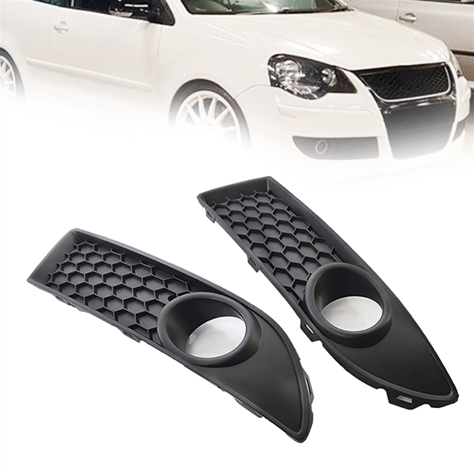 Parachoques delantero para VW Polo GTI MK4 9N3 2006-2009 con rejilla de luz antiniebla negra ABS 8