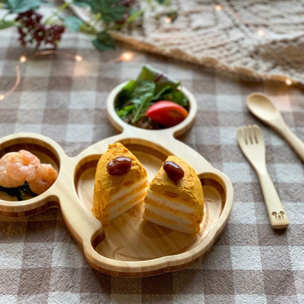 Amazon | FUNFAM ファンファン 竹食器 ミッキー マウス フェイス