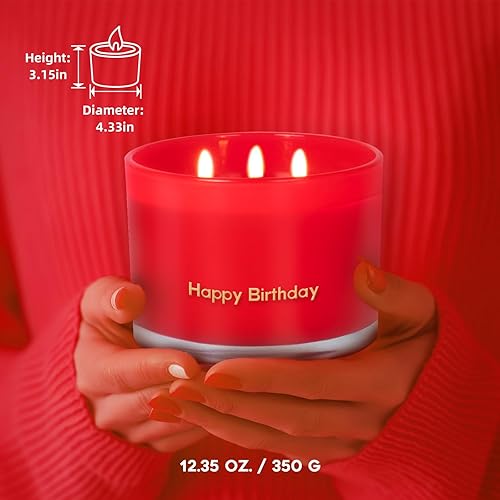 Miniatura 2 de KONNI Velas perfumadas de rosa roja para el hogar, velas de soja de 3 mechas, vela de aromaterapia relajante de lujo de 12.35 onzas para mujeres y