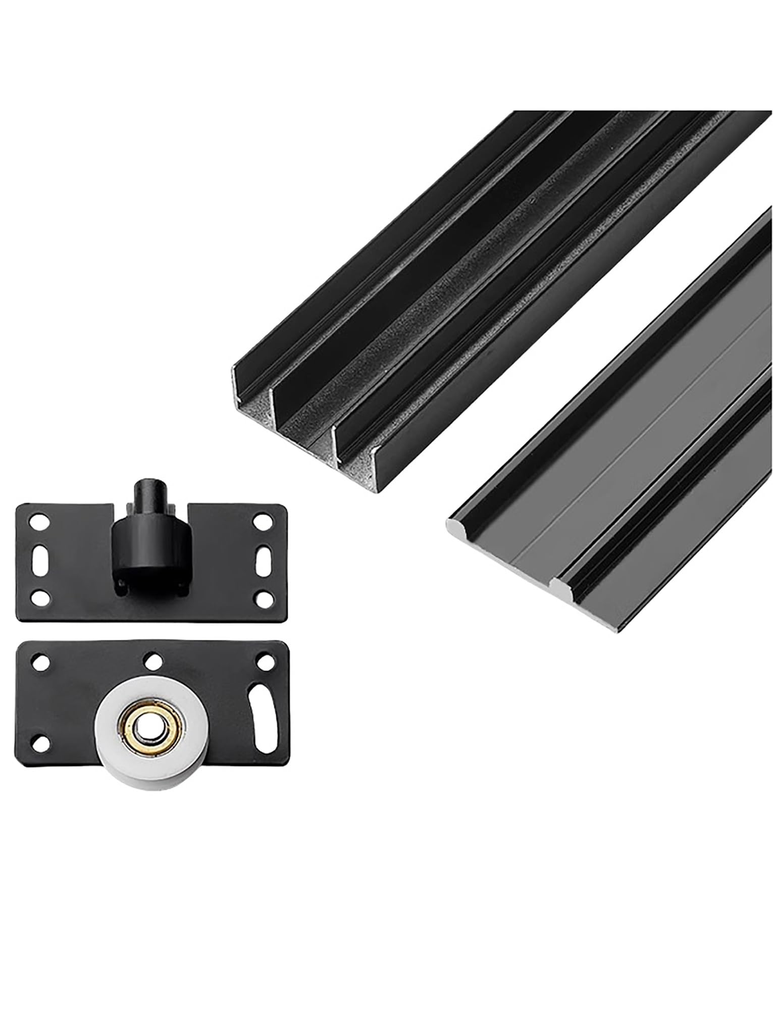 NURUGURE Triple Rail Sliding Door Track Kit for 15-24mm Wardrobe Panels Aluminium Closet Runner with Rollers