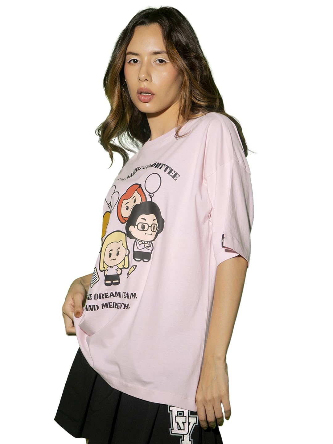 BewakoofOfficial The Office Merchandise Women's 100% Cotton Graphic Print Oversized Fit Round Neck T-Shirt