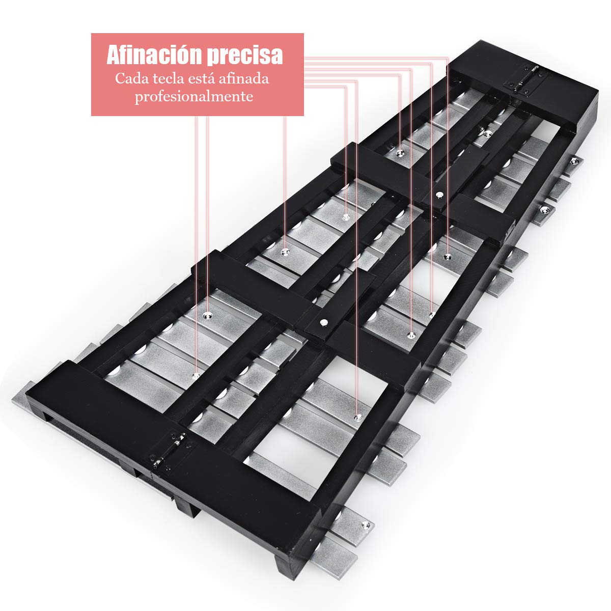 COSTWAY Glockenspiel Xilófono con 30 Notas, Instrumento de Percusión de Madera, Percusión de Mano Plegable con 2 Mazos Estuche, y Bolsa de Transporte Ideal para Niños y Adultos, Blanco y Negro