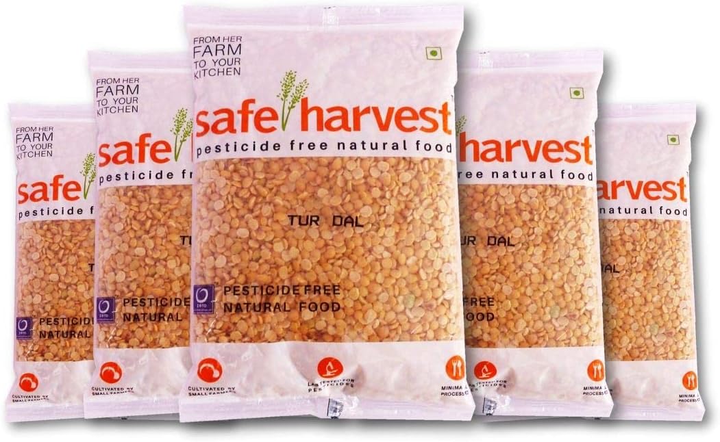 Safe Harvest Pesticide-Free Tur Dal (Toor Dal/Arhar Dal/Kandhi Pappu) Pack of 5 (500 g Each)