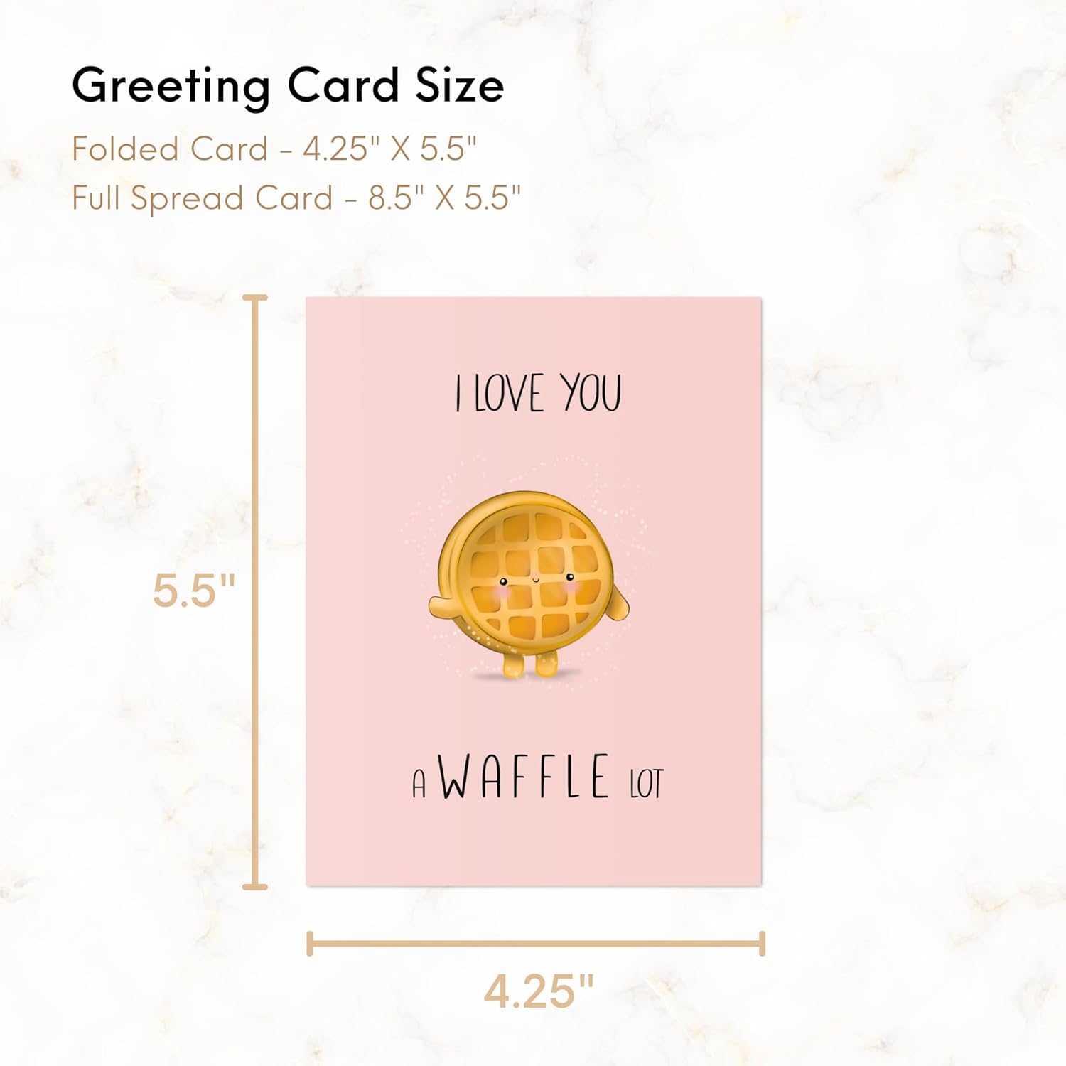 ALY LOU Cute Anniversary Birthday Card for Boyfriend, Wife, Girlfriend, Husband, Him Her - Punny Love Greeting Card Blank Inside (Love You A Waffle Lot) - Image 6