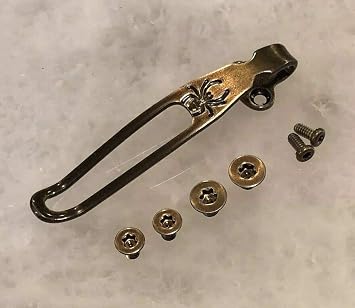 Golden Bronze Titanium Deep Pocket Clip & Screws Set For Spyderco Para 3