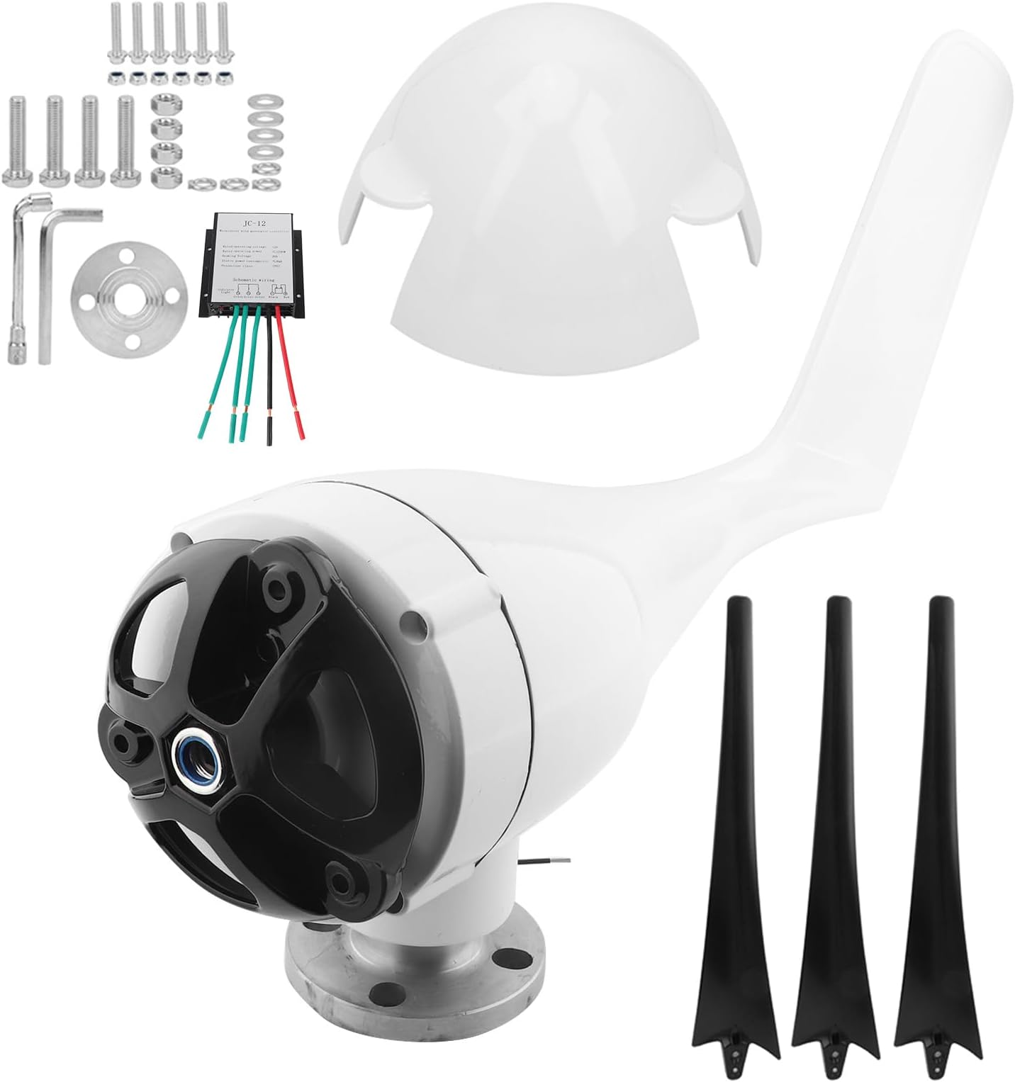 Eujgoov Small Wind Turbine 1200W 3 Blades Wind Generator DC 12V/24V/48V for Marine & Home Charging | Renewable Energy Outdoor Power Supply