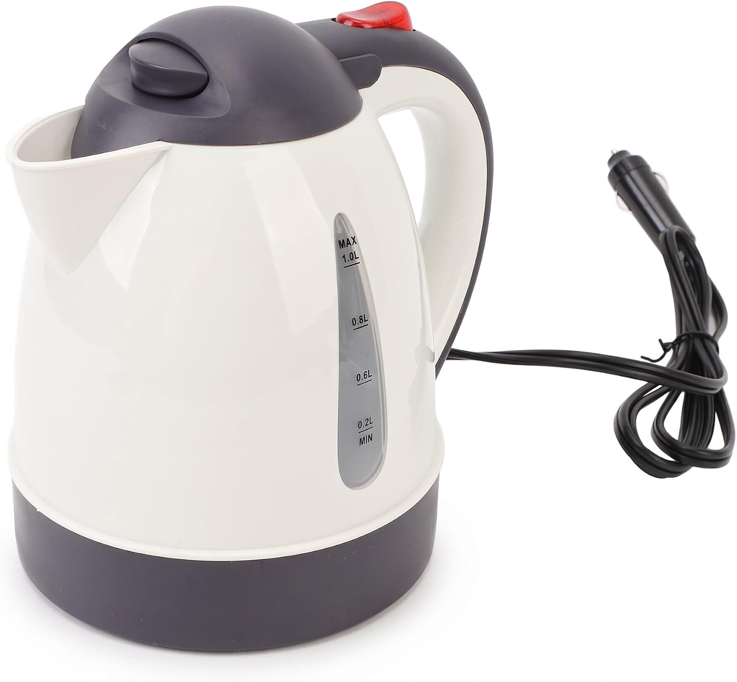 Portable Electric Car Kettle, 1000ML Stainless Steel Auto Close Water Kettle with Leak Spout Design, for Travel (12V)