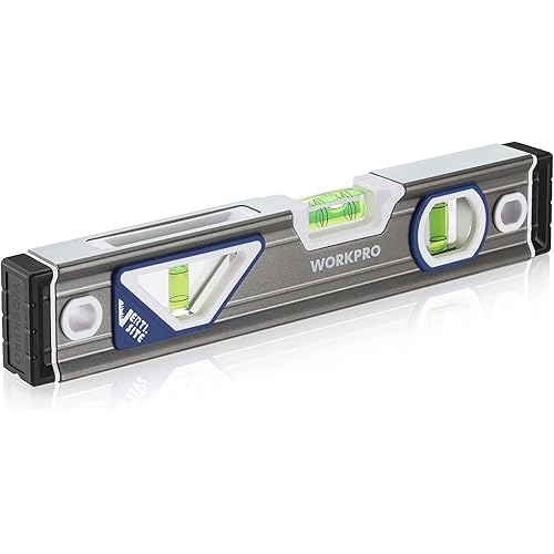 WORKPRO 10 Inch Torpedo Level, Small Leveler Tool, 3 Bubble Vials, Verti. Site, for Conduit Bending, Aluminum Alloy Construction