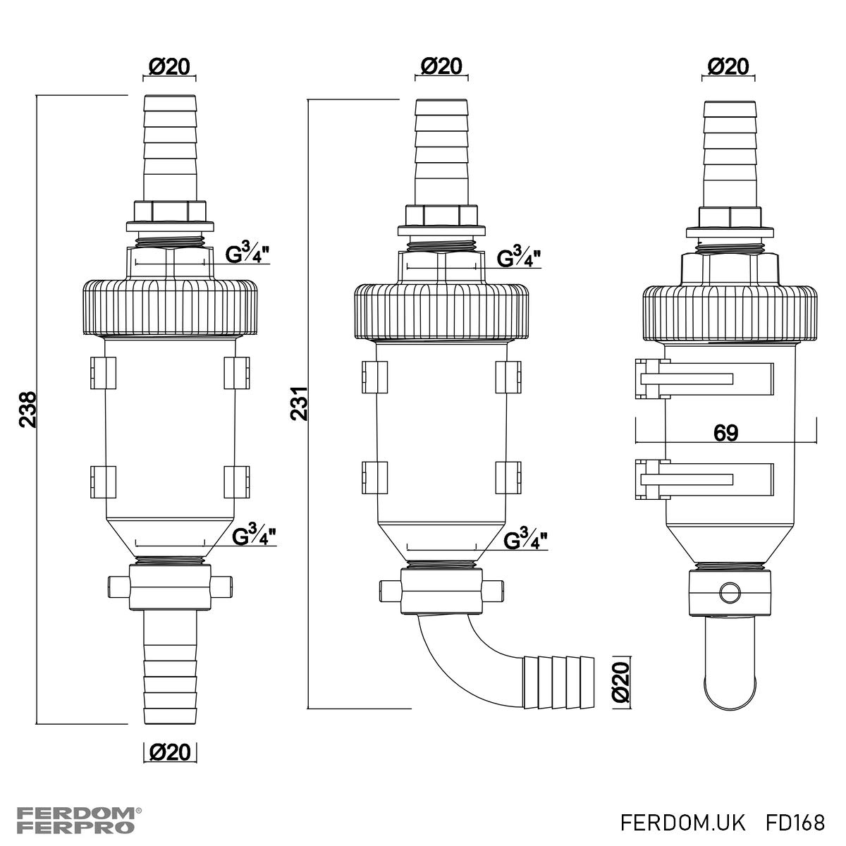FERDOM FD168 Neutralizzatore Di Condensa Di Caldaia, Ricaricabile, Dimensione Mini. Per Le Caldaie A Condensazione Fino A 35 kW. Fissaggio Orizzontale O Verticale Al Tubo Di Condensa. Facile Fai-Da-Tè
