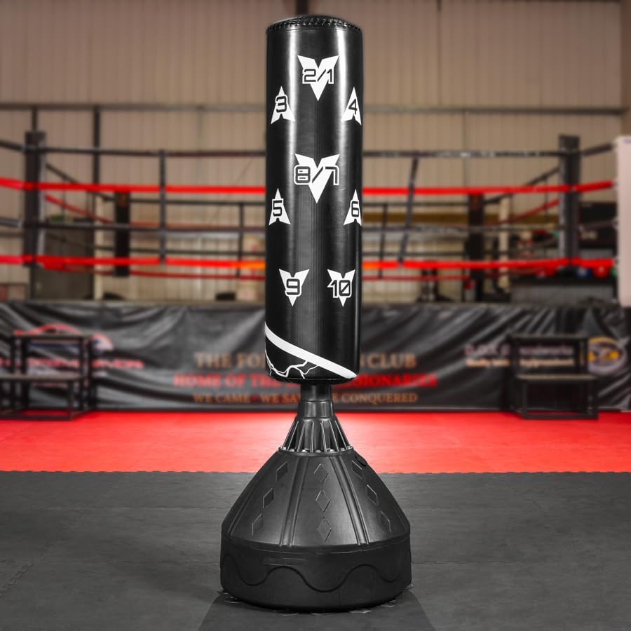 FORZA 6ft Freestanding Punching Bag | Heavy-Duty Microfiber Leather with EPE Foam Padding, Suction Cup Base for Stability | Ideal for Boxing, Kickboxing, MMA & Home Gym Training​