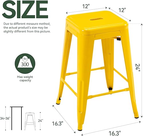 Miniatura 28 de Vogue Furniture Direct Taburetes de bar de metal de 24 pulgadas, taburetes de bar de altura de mostrador, taburetes apilables para interiores y