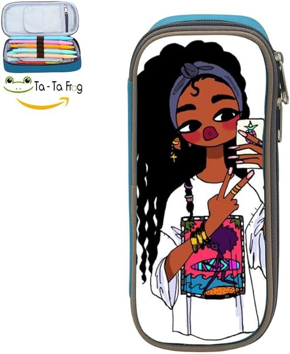 Amazon Co Jp ペンケース 多機能 文具ケース アフリカ アフロヘアー 女の子 中学生 ペンポーチ 可愛い プレゼント 筆入れ 学生用 筆箱 収納ポーチ Blue 文房具 オフィス用品